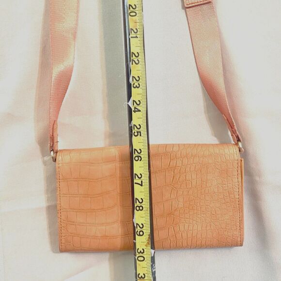 A New Day Crossbody Orange Coral Faux Pebble Exterior Satin Adjustable Strap - Picture 5 of 6
